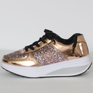 **Rose Gold Glitter Sneaker** Size 30/5 NWOT
